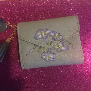 Cute light blue trifold wallet with free initials